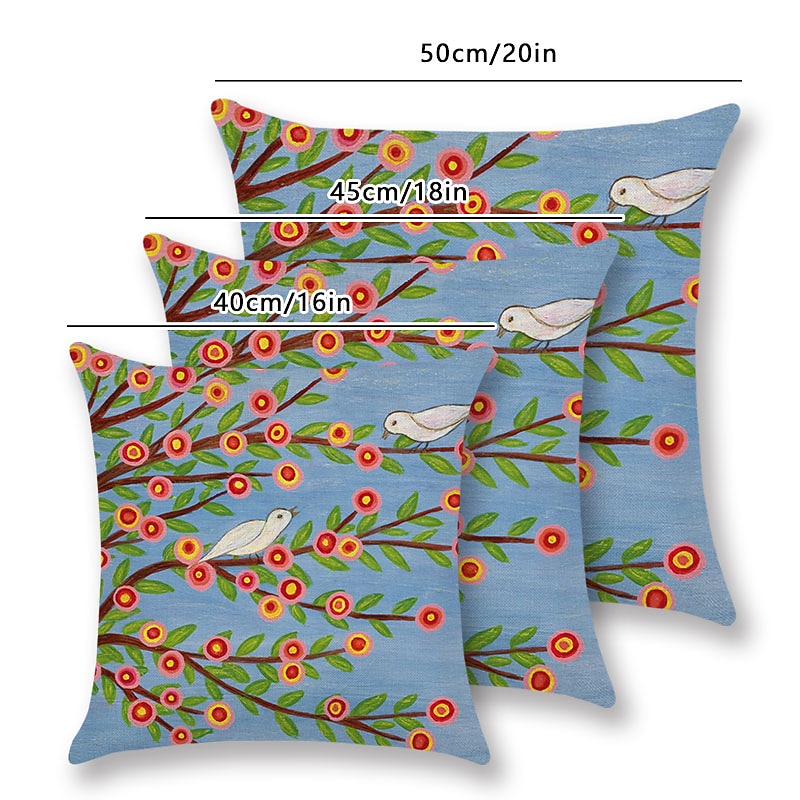 Set of 5 Throw Pillow Case Pastrol Oil Painting Style Cushion Cover Home Sofa Faux Linen Cushion for Sofa Couch Bed Chair2