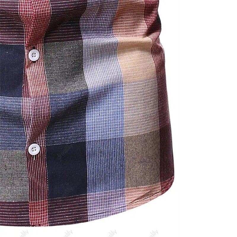 Men's Chinese Collar Shirt Mandarin Collar Shirt Dress Shirt Plaid Shirt Collarless Shirt Graphic Wedding Outdoor Purple Long Sleeve Turndown Spring &  Fall Clothing Apparel Print4