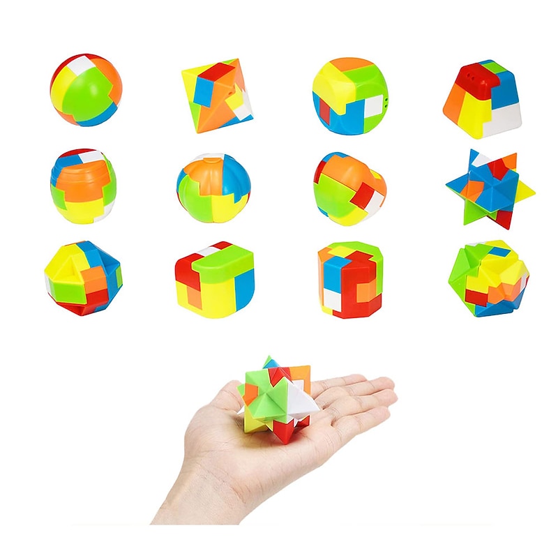 Brain Teaser Puzzles for Teenagers and Adults 12Pcs 3D Unlock Interlock Magic Ball Puzzle ToysMindIQ Test Plastic Puzzle Games for Teens