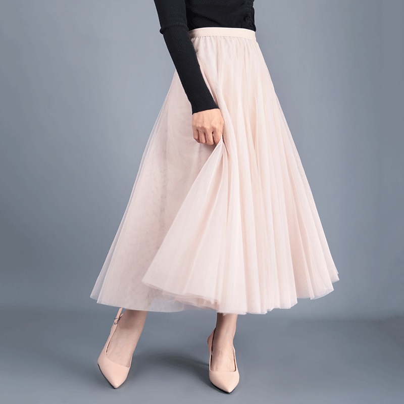 Ballroom Dance Skirts Tulle Women's Party Daily Wear High Polyester4