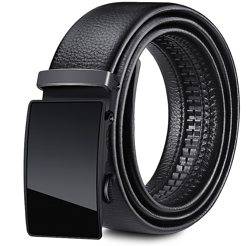Men's Faux Leather Belt Dress Belt Ratchet Belt Casual Belt Box Buckle Black White Faux Leather Fashion Business Formal Work Daily Holiday