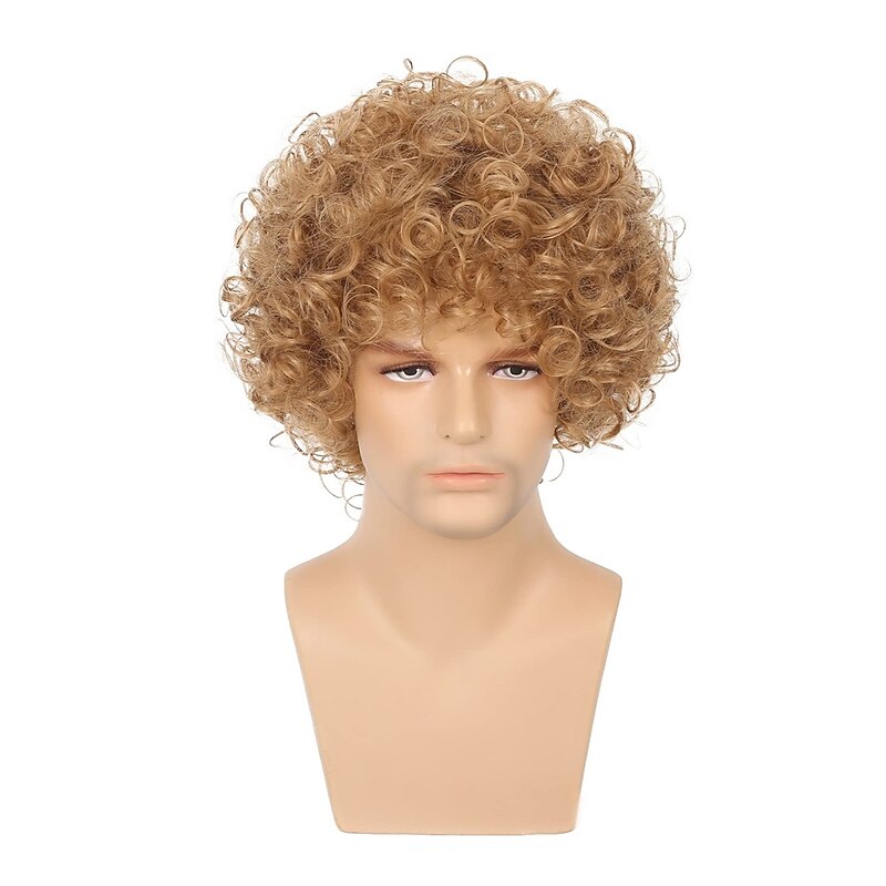 Cloud Men Wig Blonde Curly Short Rocker Costum Hair Natural Looking Heat Resistant Halloween Cosplay Full Wigs2