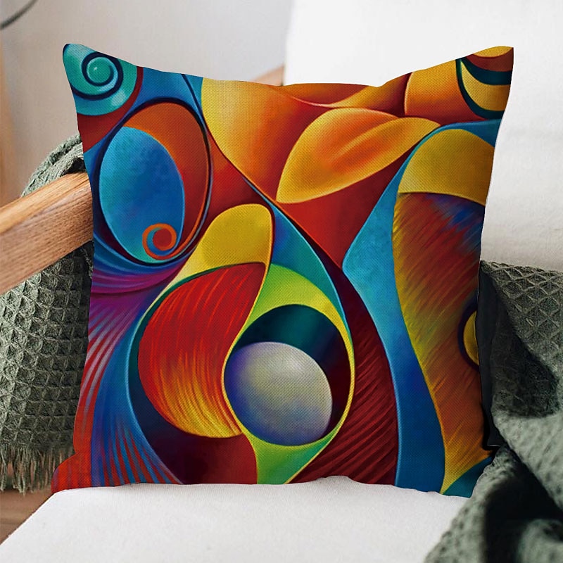 Abstract Print Cushion Cover Soft Decorative Square Throw Pillow Cover Cushion Case Pillowcase for Bedroom Livingroom Superior Quality Machine Washable Outdoor Cushion for Sofa Couch Bed Chair