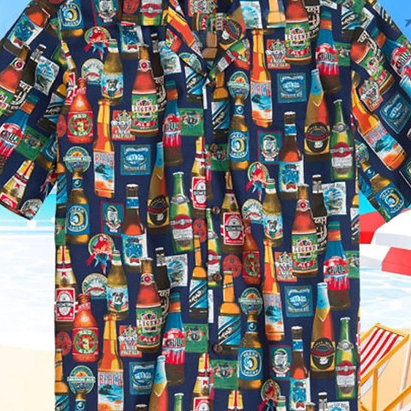Men's Beer Shirt Button Up Shirt Short Sleeve Fashion Designer Casual Street Casual Daily Spring & Summer Turndown 3D Button-Down Red Royal Blue Green2