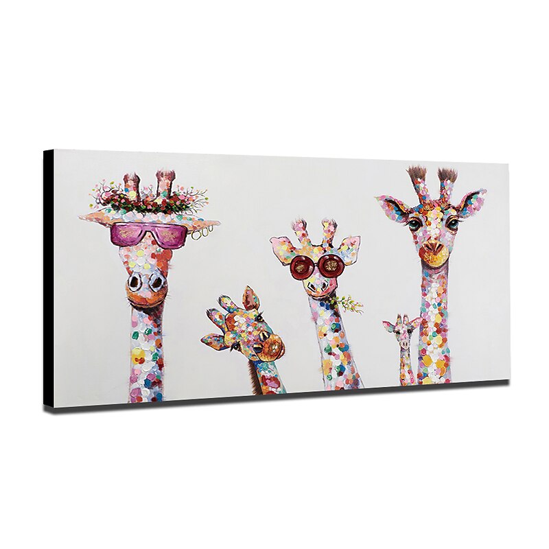 Oil Painting Hand Painted Horizontal Animals Modern Rolled Canvas (No Frame)3