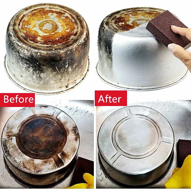 4Pc Strong Decontamination New Diamond Sand Kitchen Brush Sponge Descaling Brush Hot Sale Magic Pan Pot Brush Kitchen Clean Tools3