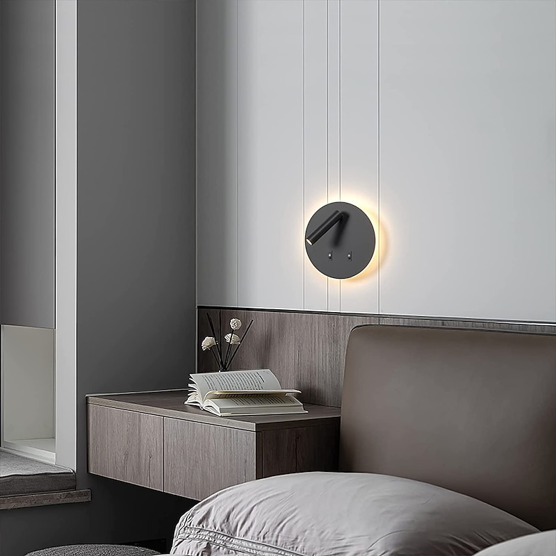 8W Modern Indoor Wall Light LED Wall Sconce Reading Spotlight with Switch 350 Swivel 2 in 1 for Bedroom Bedside Living Room Study Room Ideal Bathroom Wall Lights3