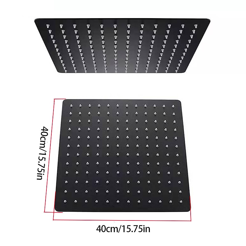 16 Inch Matte Black Shower Faucets Set, Rainfall Concealed Shower System Solid Brass with 3-Function Handheld, Handshower Ceiling Mounted Combo Set Shower Faucet with Valve Body and Trim4