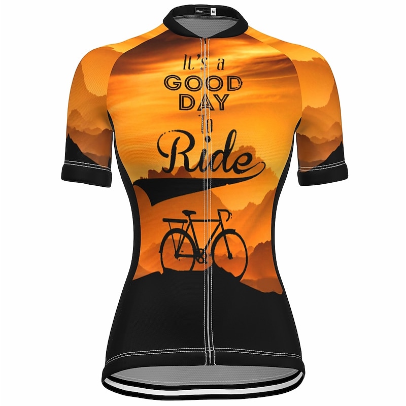 Women's Cycling Jersey Graphic Letter & Number Funny Short Sleeve Bike Jersey Top with 3 Rear Pockets Mountain Bike MTB Road Bike Cycling Quick Dry Reflective Strips Back Pocket Moisture Wicking