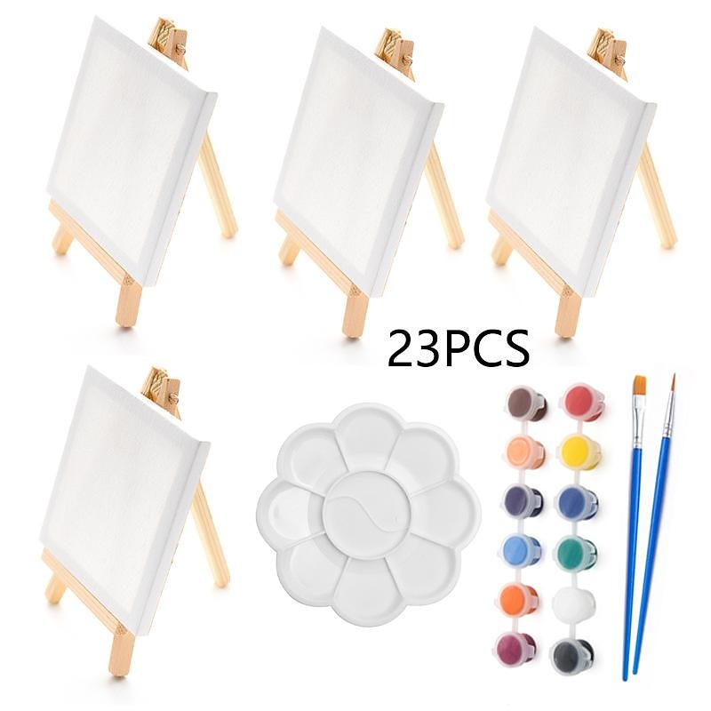 mini easel drawing board set 23 sets of children's beginners acrylic oil paint desktop wooden tripod