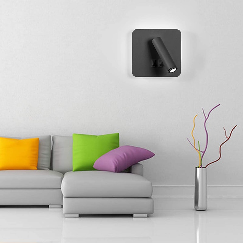 8W Modern Indoor Wall Light LED Wall Sconce Reading Spotlight with Switch 350 Swivel 2 in 1 for Bedroom Bedside Living Room Study Room Ideal Bathroom Wall Lights2