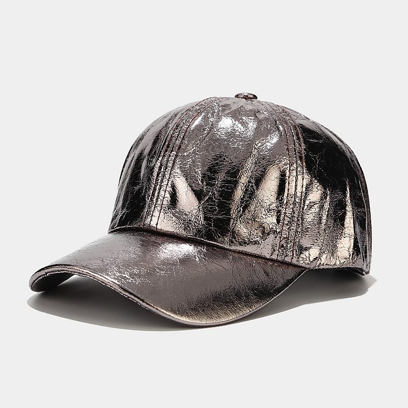 Pleated Pu Baseball Cap Unisex Man Woman Sparkling Adjustable Outdoor Snapback Hat Colorful Peaked Cap Stage Hip-Hop Hat 15