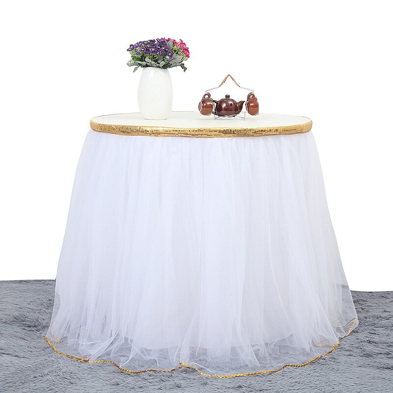 Table Skirt 6ft for Round Retangle Table Adjustable Tulle Table Skirting for Birthday Baby Shower Graduation Wedding Anniversary Picnic Friends or Family Party Decoration-Pastel(6FT, Pink)4