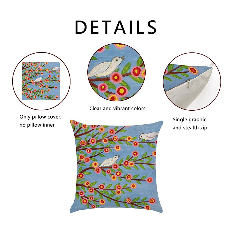 Set of 5 Throw Pillow Case Pastrol Oil Painting Style Cushion Cover Home Sofa Faux Linen Cushion for Sofa Couch Bed Chair3