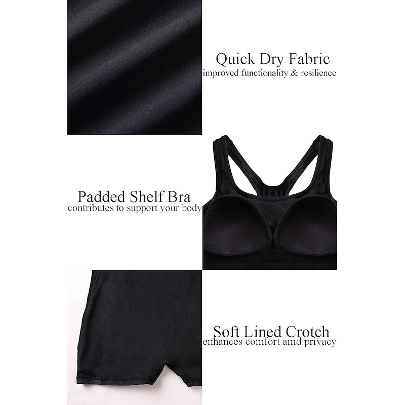 Women's Athletic Swimwear One Piece Swimsuit Racerback Boyleg Swimsuit Surfing Racing Athletic Patchwork Swimwear Chlorine resistance Quick Dry Lightweight Terylene Beach Wear2