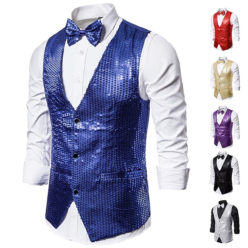 Disco 1980s Masquerade Vest Waistcoat Disco Embroidery Fancy Dress Men's Carnival Costume Masquerade Party Club Pride Parade Adults' Vest4