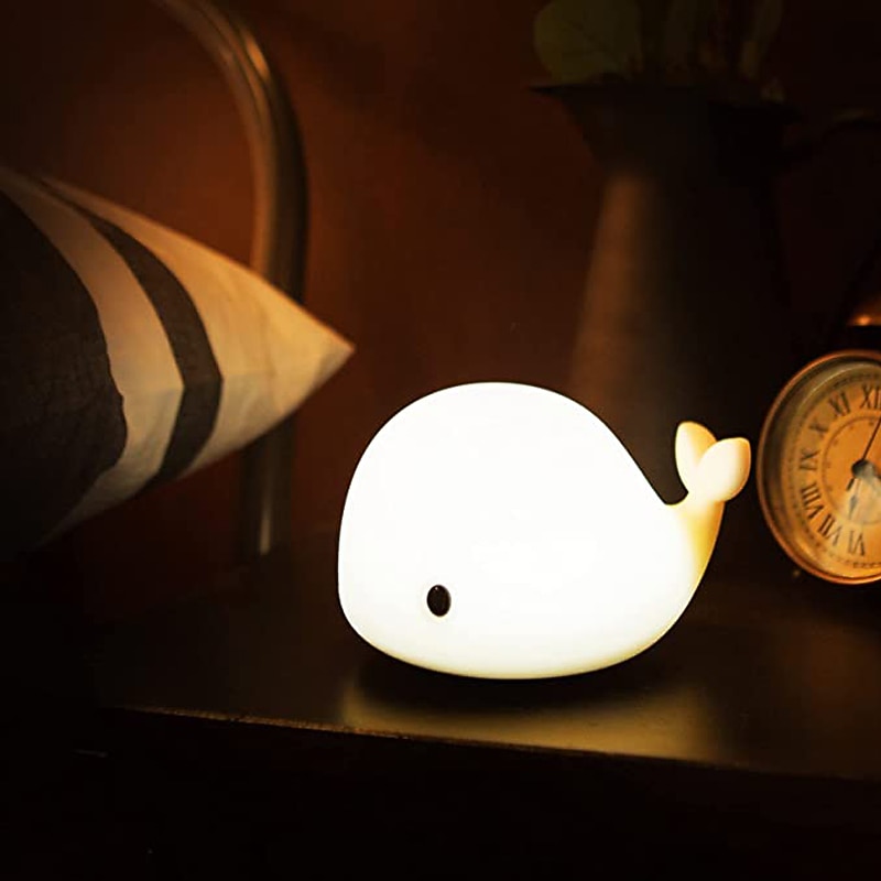Cute Whale Night Light Touch Color Changing Atmosphere Night Lamp Bedroom Home Decoration Kids Birthday Gift USB Rechargeable2