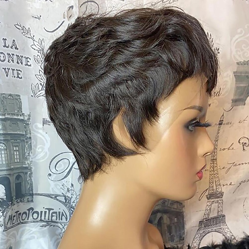 Short Honey Blonde Bob Pixie Cut Wig Natural Wave Brazilian Remy Full Machine Made Human Hair Wig With Bangs For Black Women2