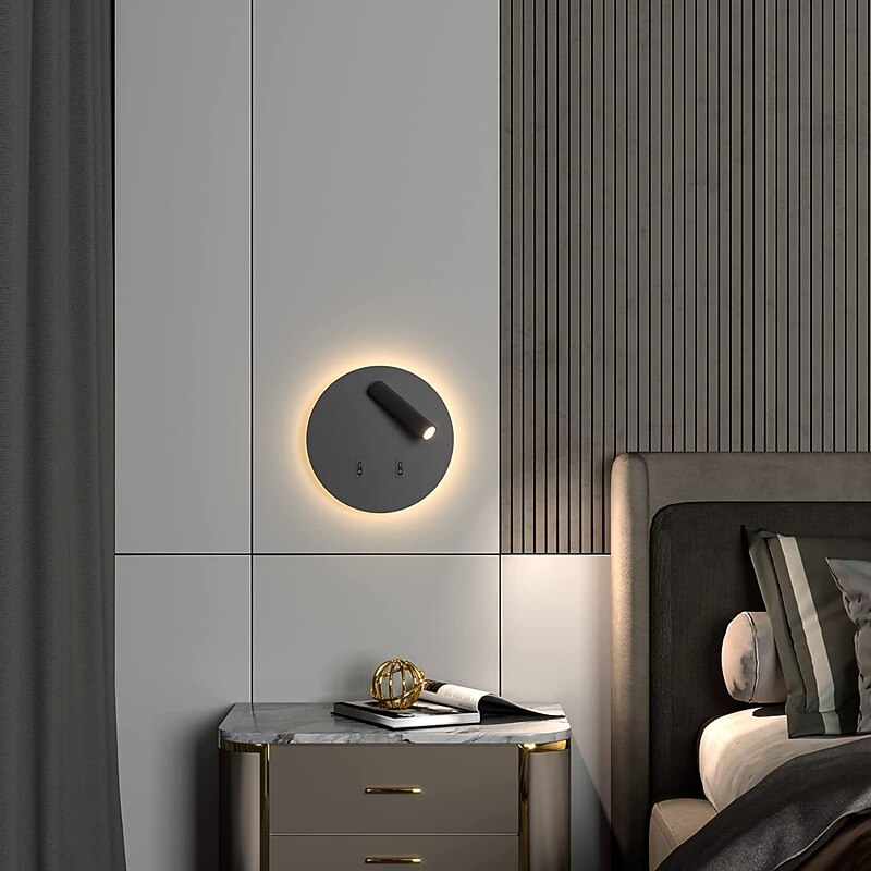 8W Modern Indoor Wall Light LED Wall Sconce Reading Spotlight with Switch 350 Swivel 2 in 1 for Bedroom Bedside Living Room Study Room Ideal Bathroom Wall Lights4