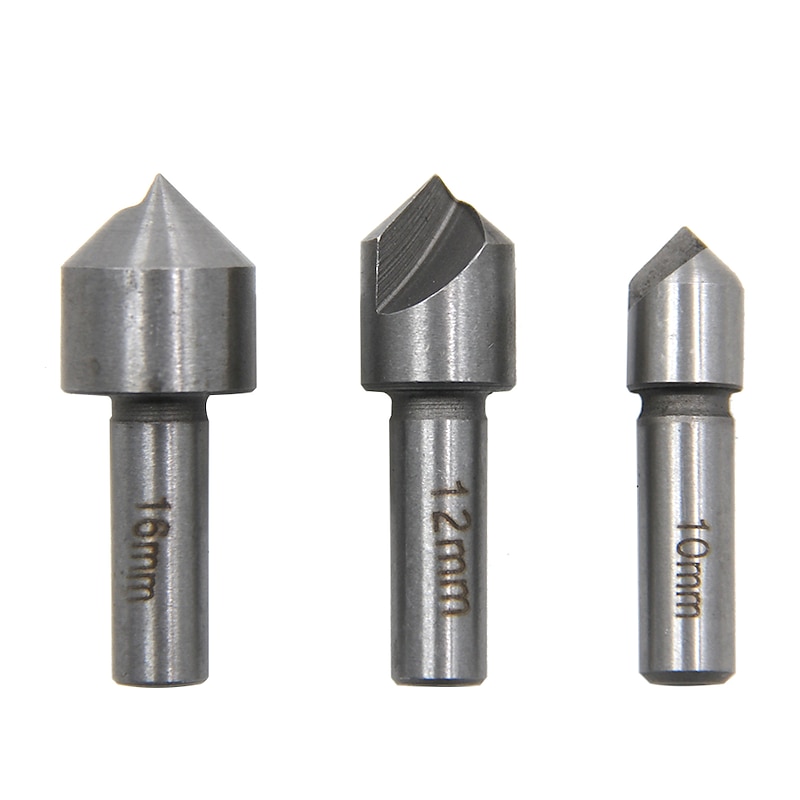 High Quality HSS Countersink 3pcs Drill Bit Set For Steel Snd Hard Metals 10mm 12mm 16mm High Speed Steel Chambering Hole2
