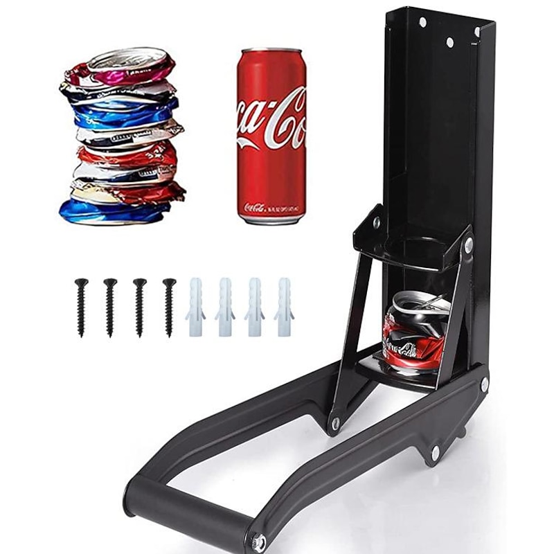 Metal Can Crusher Wall Mounted Thicker Metal Arms Heavy Duty Aluminum Can Crushers for Recycling 16oz Plastic Bottle Soda Can Smasher + 4 Mounting Screws