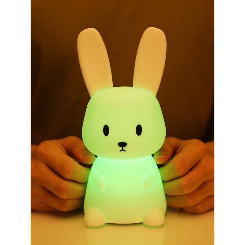 LED Rabbit Night Light Bunny Lamp for Kids Touch Sensor Animal Cartoon Cute Lamp Colorful USB Rechargeable SiliconeGift Nursery Girl Boy Toddler Kawaii Room Decoration Bedroom Bedside Lamp4