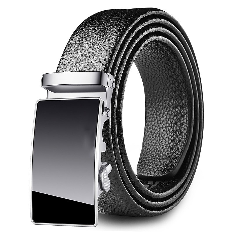 Men's Faux Leather Belt Dress Belt Ratchet Belt Casual Belt Box Buckle Black White Faux Leather Fashion Business Formal Work Daily Holiday2