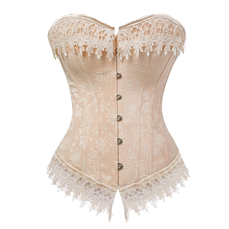 Rococo Overbust Corset Masquerade Overbust Corset Plus Size Cosplay Plus Size Jacquard Lace Tummy Control Lace Abstract Flower / Floral Fancy Dress Women's Royal Masquerade Wedding Party Wedding Guest