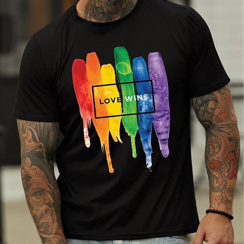 Men's Rainbow T Shirt Casual Style 100% Cotton Short Sleeve Graphic Shirt Black Navy Blue Green Comfortable Tee Outdoor Street Fashion Designer Clothing2