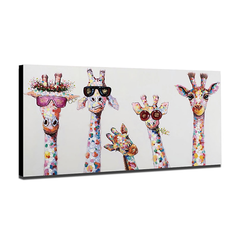 Oil Painting Hand Painted Horizontal Abstract Animals Modern Rolled Canvas (No Frame)4