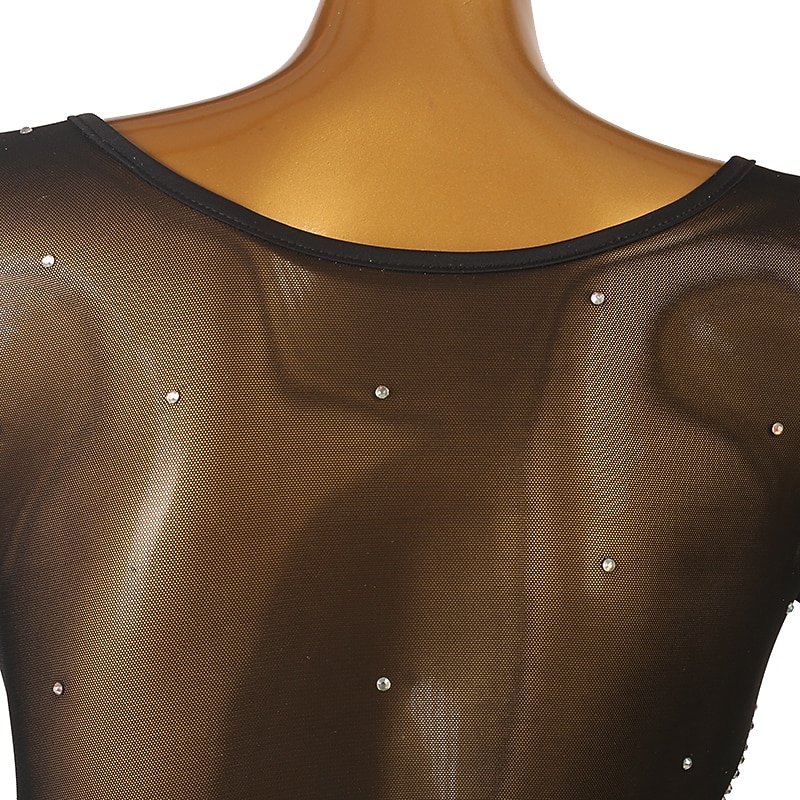Latin Dance Dress Tassel Crystals / Rhinestones Women's Performance Training Long Sleeve Spandex3