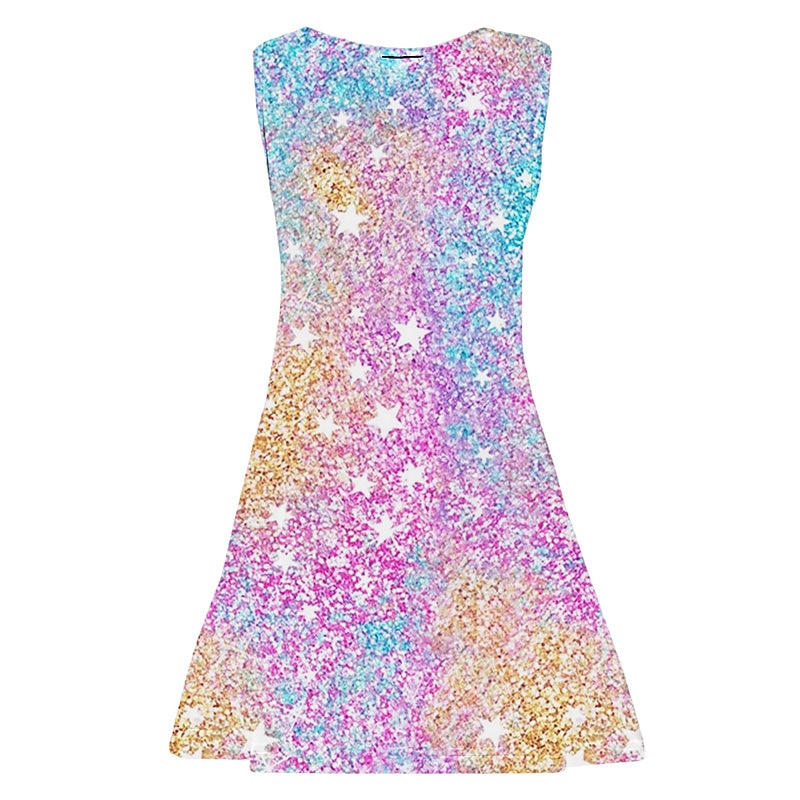 Girls' 3D Graphic Dress Sleeveless 3D Print Summer Spring Vacation Daily Holiday Cute Casual Sweet Kids 3-10 Years Strap Dress A Line Dress Above Knee Regular Fit