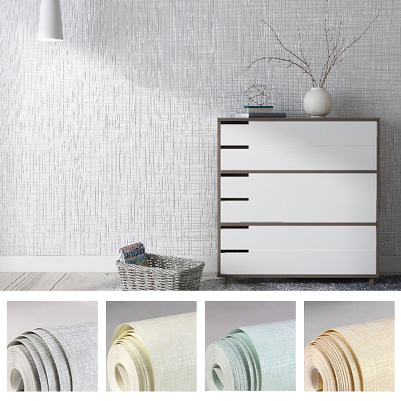 Wallpaper Wall Covering Sticker Film Modern Water Ripple Solid Color Vertical Stripes Non Woven Home Decor 53*1000cm Living Room Bedroom Room