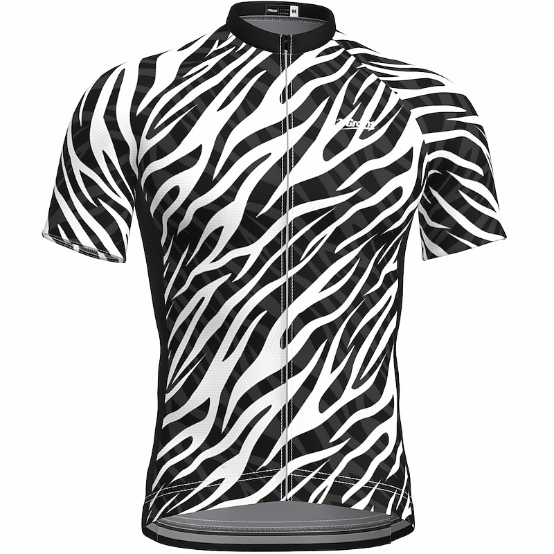 Men's Cycling Jersey Zebra Short Sleeve Bike Jersey Top with 3 Rear Pockets Mountain Bike MTB Road Bike Cycling Quick Dry Reflective Strips Back Pocket Moisture Wicking Sports Red Black White