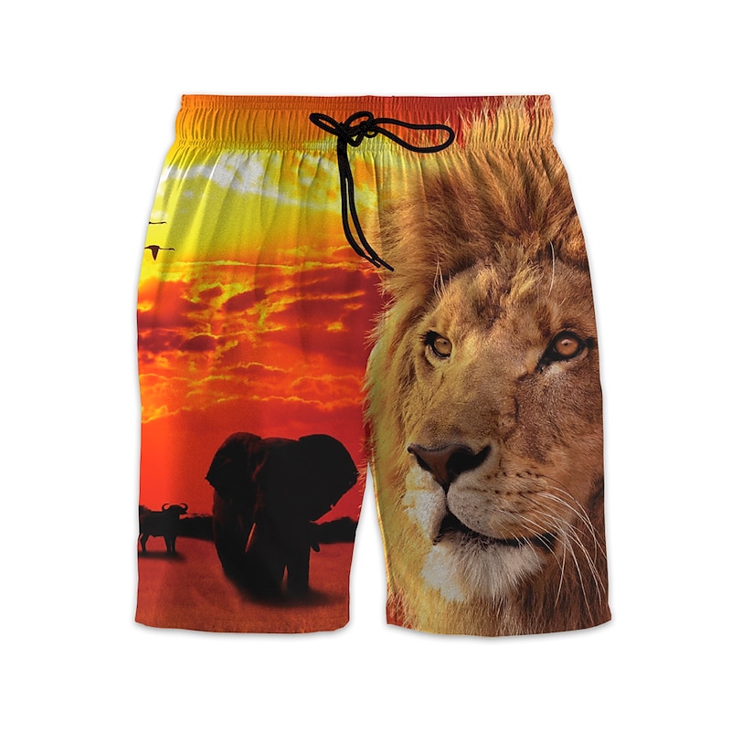 Men's Swim Trunks Swim Shorts Quick Dry Lightweight Board Shorts Bottoms with Pockets Drawstring Swimming Surfing Beach Water Sports Animals Summer2