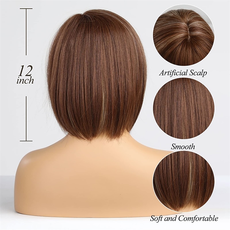 Bob Mixed Brown Wigs for Women with Bangs4