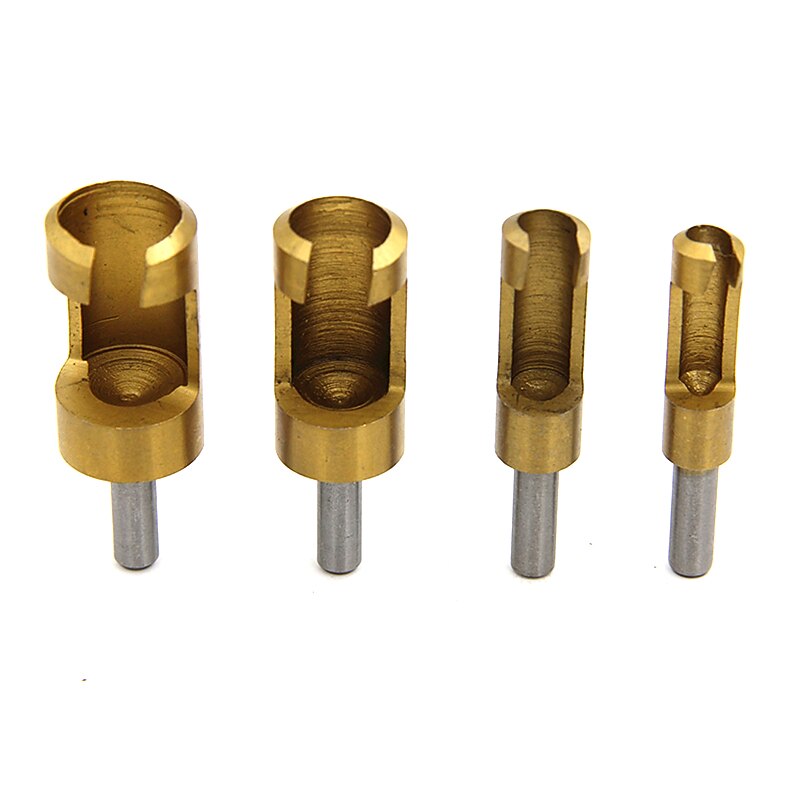 4pcs 6.3mm Titanium Plating Round Shank Carbon Steel Wood Plug Cutter 6mm8mm13mm16mm Woodworker Wood Drilling Plug Hole Cutters Drill Bit3