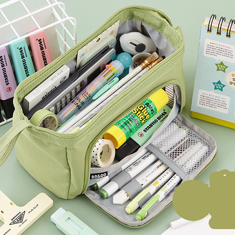 Pencil Case Pen Pouch Marker Bag Wear-Resistant Multifunction With Zipper Canvas for School Student Back to School Gift2