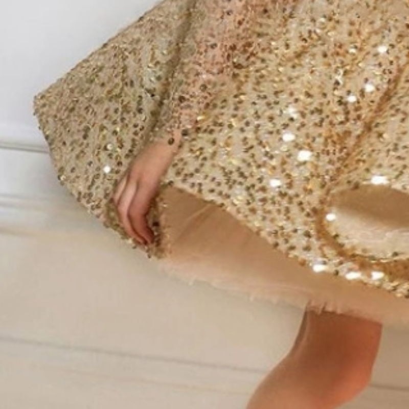 Kids Little Girls' Dress Sequin A Line Dress Party Performance Sequins Sparkle Yellow Asymmetrical Long Sleeve Princess Sweet Dresses Summer Regular Fit 3-12 Years4