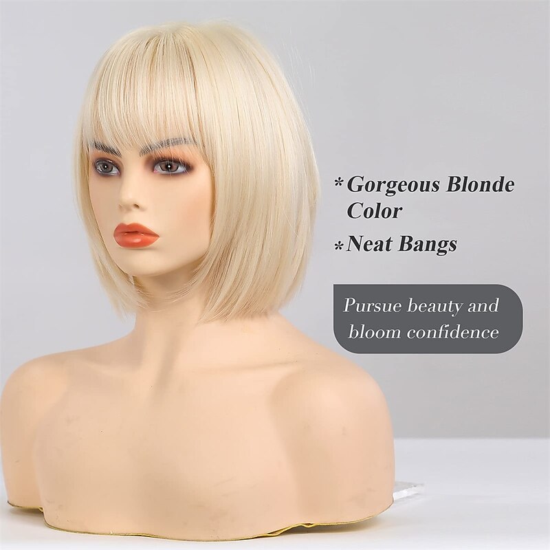 Blonde Curly Wigs for Women Long Synthetic Hair Wig with Bangs Middle Parting for Daily Use and Party Bob Wigs3