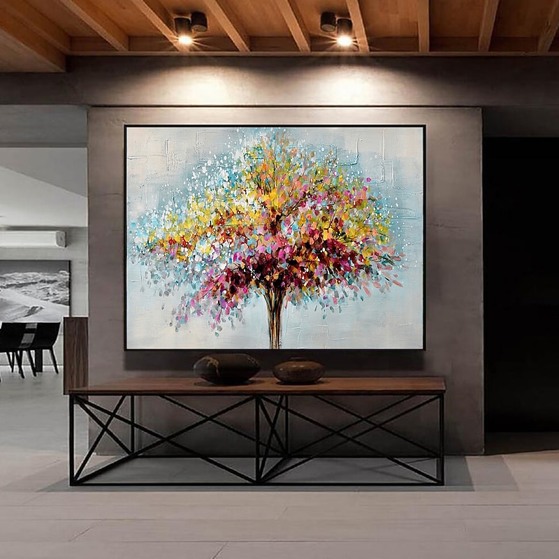 Handmade Oil Painting CanvasWall Art Decoration Abstract Knife Painting Landscape Tree For Home Decor Rolled Frameless Unstretched Painting3