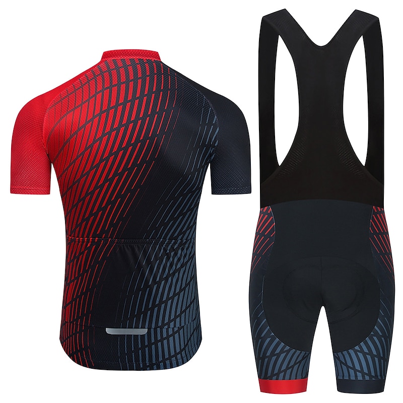 Men's Short Sleeve Cycling Jersey with Bib Shorts Blue Bike 3D Pad Breathable Quick Dry Sports Graphic Clothing Apparel3