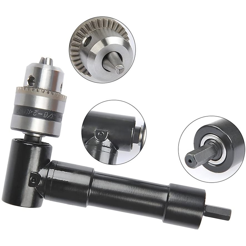 90 Degree Right Angle Electric Drill Corner 8mm Hex Shank Turning Device Bend Extending Three-jaw Chuck Range 1-10mm2