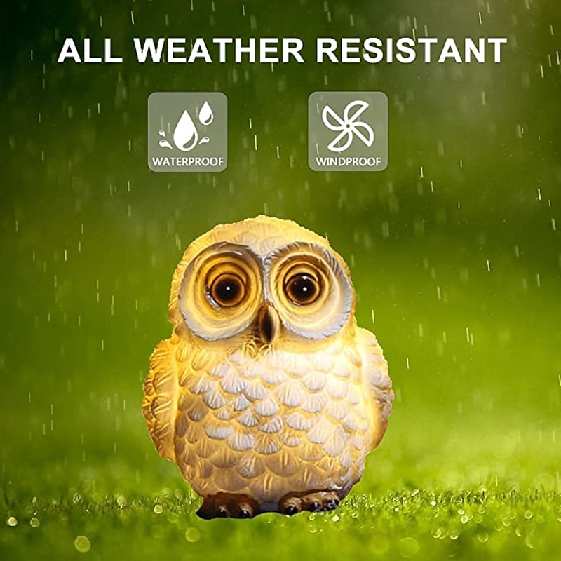 Solar Animal Owl Statue Light Outdoor Waterproof Solar Resin Owl Garden Sculptures Lights for Indoor Outdoor Art Decor Courtyard Landscape Lawn Decoration Light4