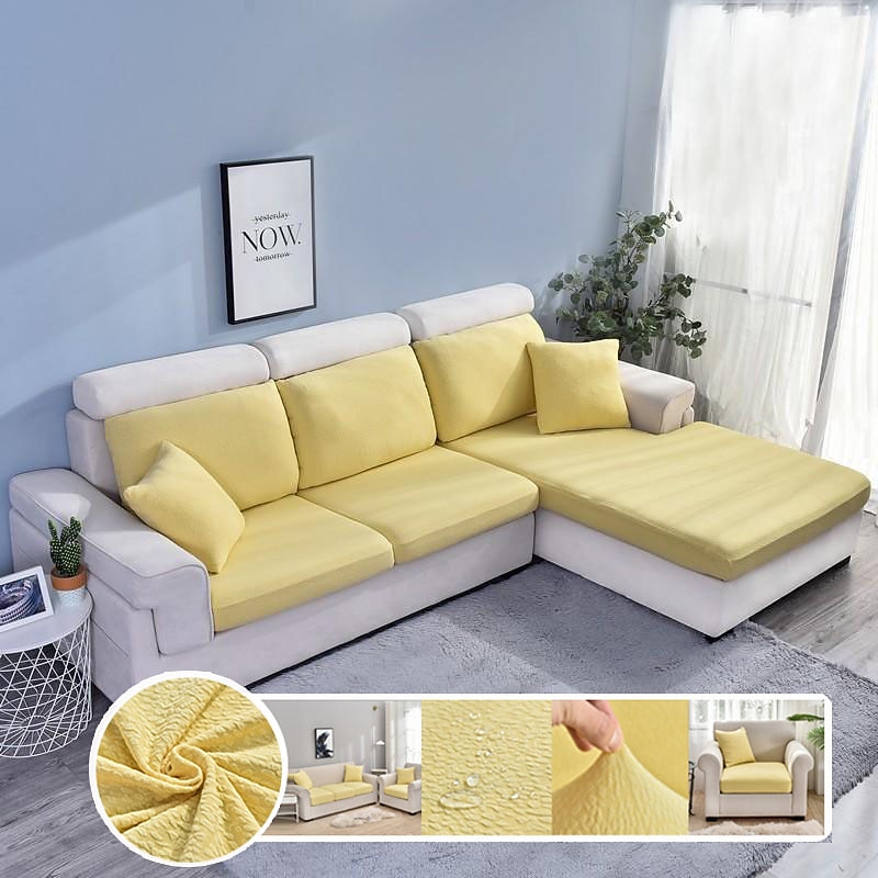 Water Resistant Magic Sofa Cover Seat Cushion Cover Furniture Protector for Pets Kids Stretch Washable Removable Sofa Slipcover Living Room Elastic2
