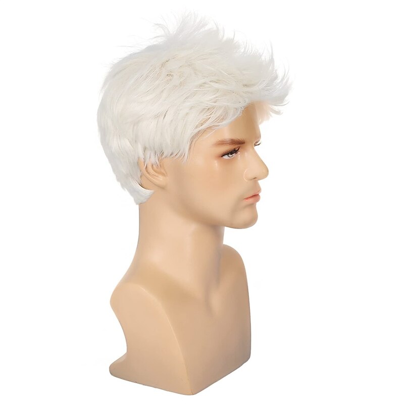 Men's Cropped Wigs Short Layered Natural Synthetic Halloween Cosplay Costume Men's Wigs2