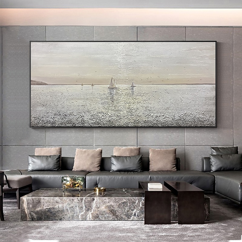Handmade Hand Painted Oil Painting Sailing Boat On The Sea Canvas Oil Painting Home Decoration Decor Rolled Canvas No Frame Unstretched2