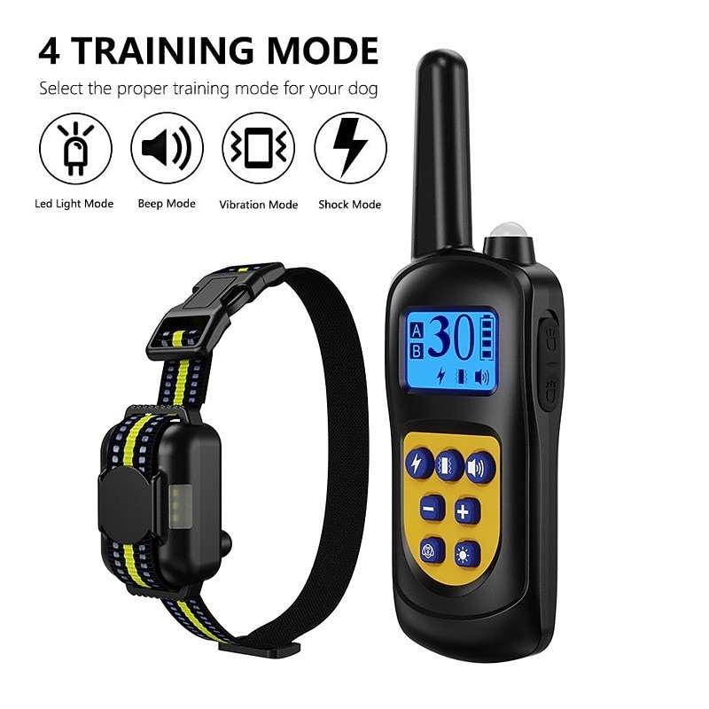 Dog Training Collar Waterproof Pet Remote Control Electric Shocker Rechargeable Anti Bark Dog Collar2
