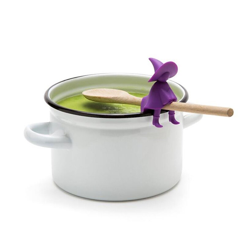 Creative Kitchen Utensils Silicone Tools Little Trapeze Wizard-shaped Pot Cover Anti-overflow Elevating Spoon Holder