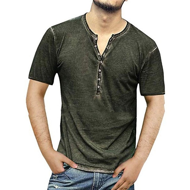 Men's Button T Shirt T Shirt Henley Shirt Short Sleeve Henley Summer Plain Fashion Lightweight Comfortable Button-Down Vacation Casual Holiday Wine Blue Green Top Tee for Men2